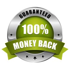 Green silver hundred percent money back badge