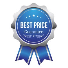 Blue best price badge with ribbon