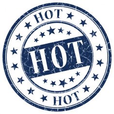 hot blue round grunge stamp
