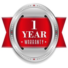 Red oval two year warranty seal