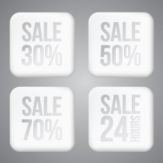 White plastic SALE buttons