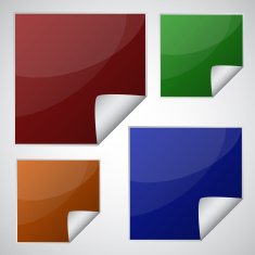 Set of colourful square stickers