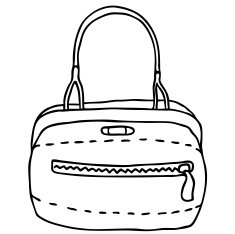 Simple fashion handbag for fitness and sport - vector lineart N2