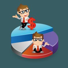 People Set - Business Businessman standing on pie chart N2
