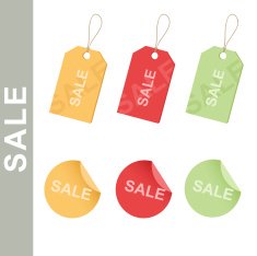 Set of sale tags and stickers