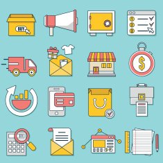 Set of business icons Flat line style - part 1