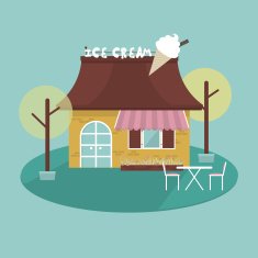 Ice cream shop facade