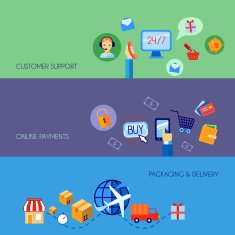 Shopping e-commerce banner set flat