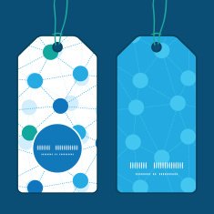 Vector connected dots vertical round frame pattern tags set N2