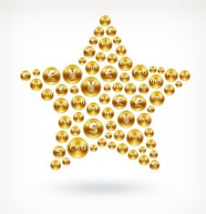 Star on Gold Coin Buttons