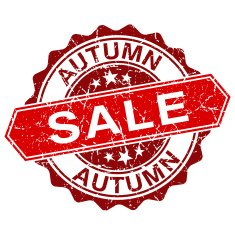 Autumn sale red vintage stamp isolated on white background