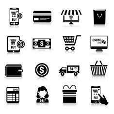 E-commerce icons set black N2