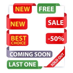 Set of bended labels with different messages