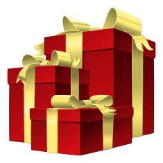 Vector set red gift box with gold ribbon bow