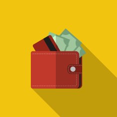 Flat wallet with card and cash long shadow