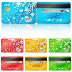 Set of realistic credit card two sides Vector illustration