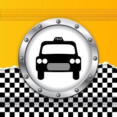 Taxi background with ripped paper and metallic icon N2