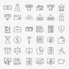 Line Banking Money and Finance Icons Big Set