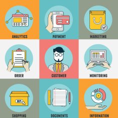 Set of flat concept icons for web and mobile services