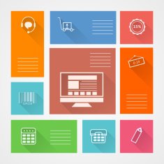 Flat square vector icons for web store