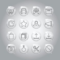 Superlight Transparent Glass Interface Icon Set N6