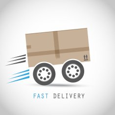 Cardboard box on wheels