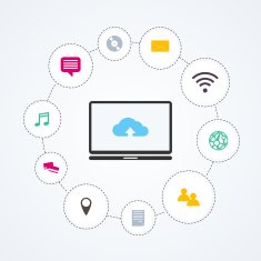 Cloud computing and technology Vector illustration