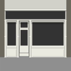 Shopfront with Black Windows Light Store Facade Vector N4