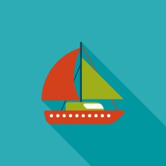 Sailboat flat icon with long shadow N14