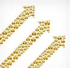 Arrows on Gold Coin Buttons