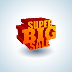 Red 3D vector text of sale discount price offer N57