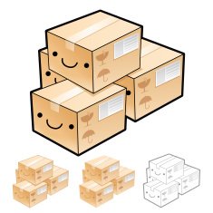 Various styles of Delivery Box Mascot Sets