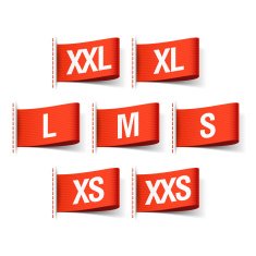 Clothing tags with sizes