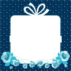 Dotted Background In Shape Of Gift Box With Blue Roses