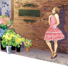 Young Woman Posing Outside Florist Shop N2