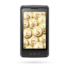 Smart phone with coins for electronic payment