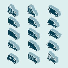 isometric truck icons (standing)