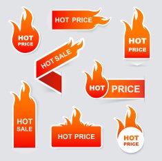 Collection of hot sale and price promo seals stickers Isolat