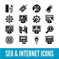 SEO and internet optimization icon set Isolated vector illustra