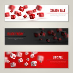 Sale Horizontal Banners Set Vector Illustration