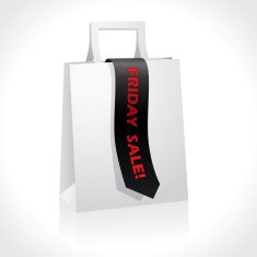 Black friday ribbon on white paperbag