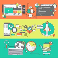 Color line banners for web and app development e-commerce