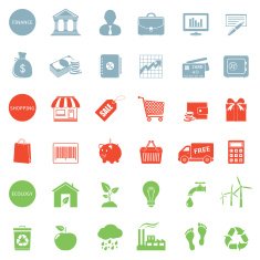 Set of web icons for finance shopping and ecology