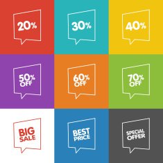 Line Discount Labels Vector Sale Speech Bubbles