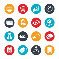 Online Shopping Cirlce Icons