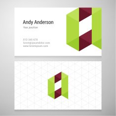 Modern letter A origami Business card template N2
