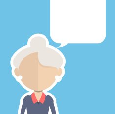 Senior woman in flat design standing and talking N2