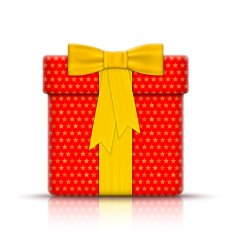 Realistic Gift Box Wrapped by Paper