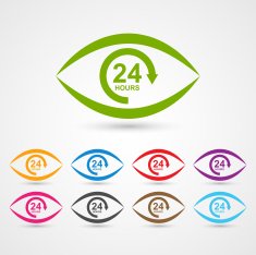 24 hours customer service icon in the form of eye