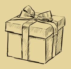 Digital hand drawing of Christmas gift vector illustration N2